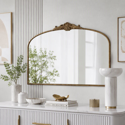 40"x30" Arched Antique Brass Mirror