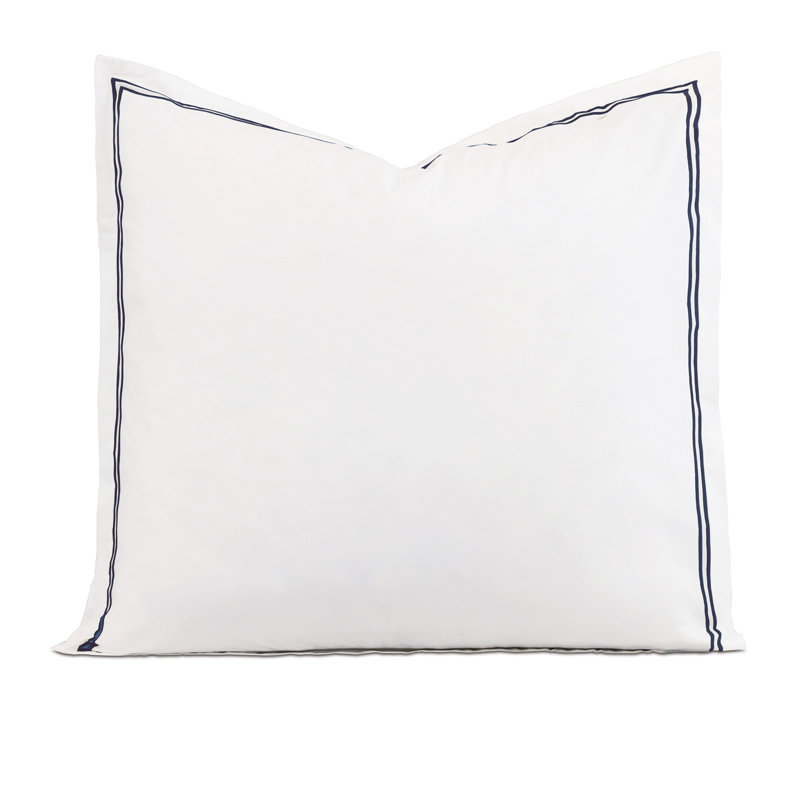 Enzo Cotton Pillow Sham, White/Navy, Euro