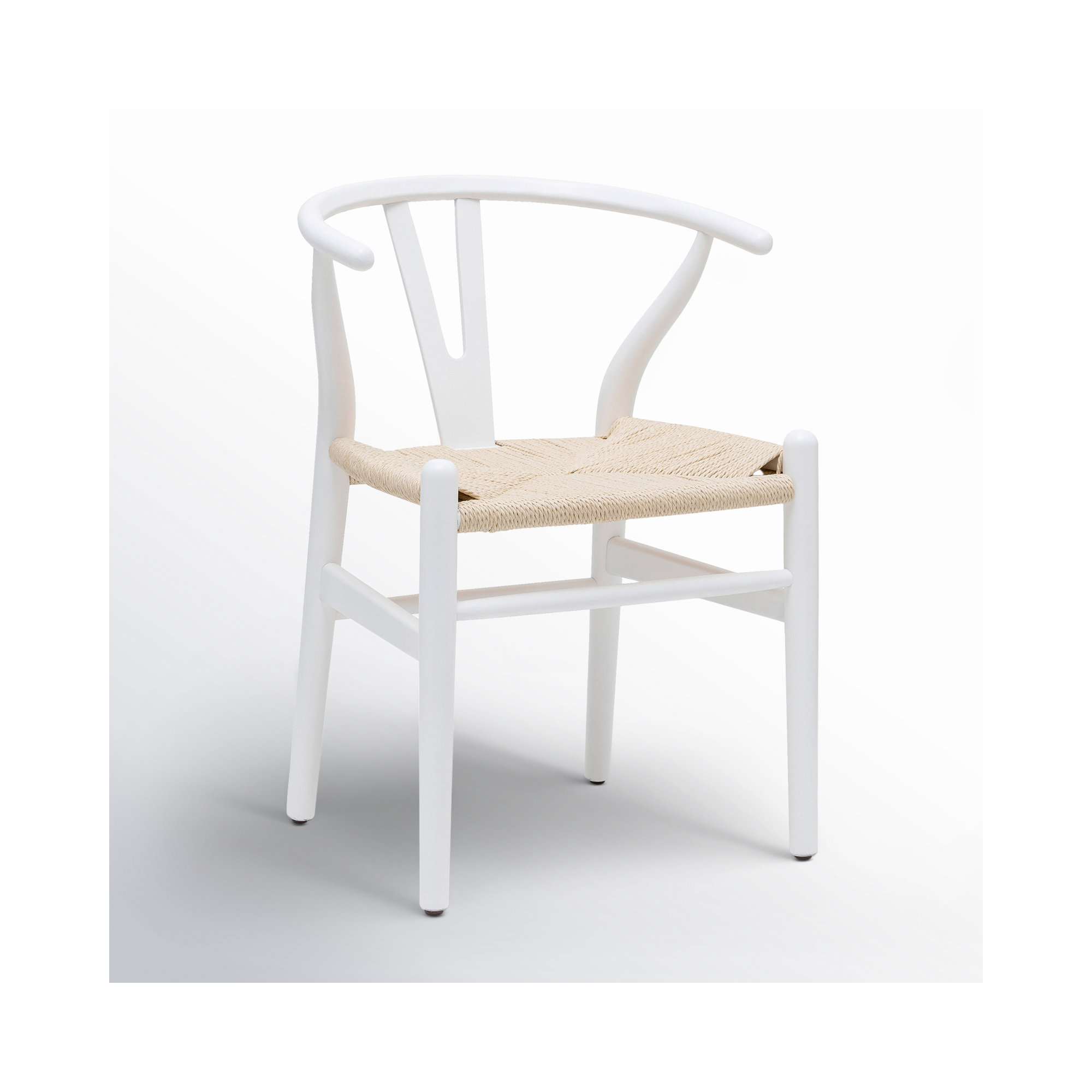 Wyn Woven Solid Wood Dining Chair, White / Natural, 2