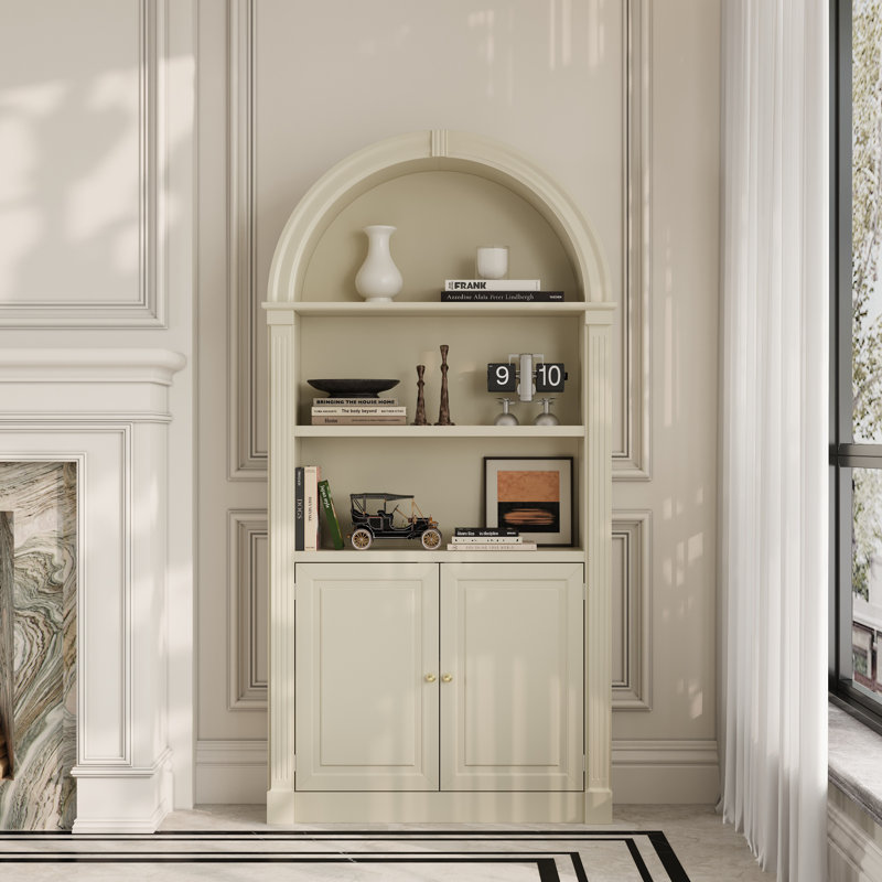 Arc-Shaped Cabinet With Open Shelves