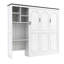 Lit escamotable Queen Size avec bureau intégré et armoire de rangement à plusieurs niveaux, blanc