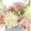 Hydrangea, Heather and Orchids Arranged in Ceramic Vase