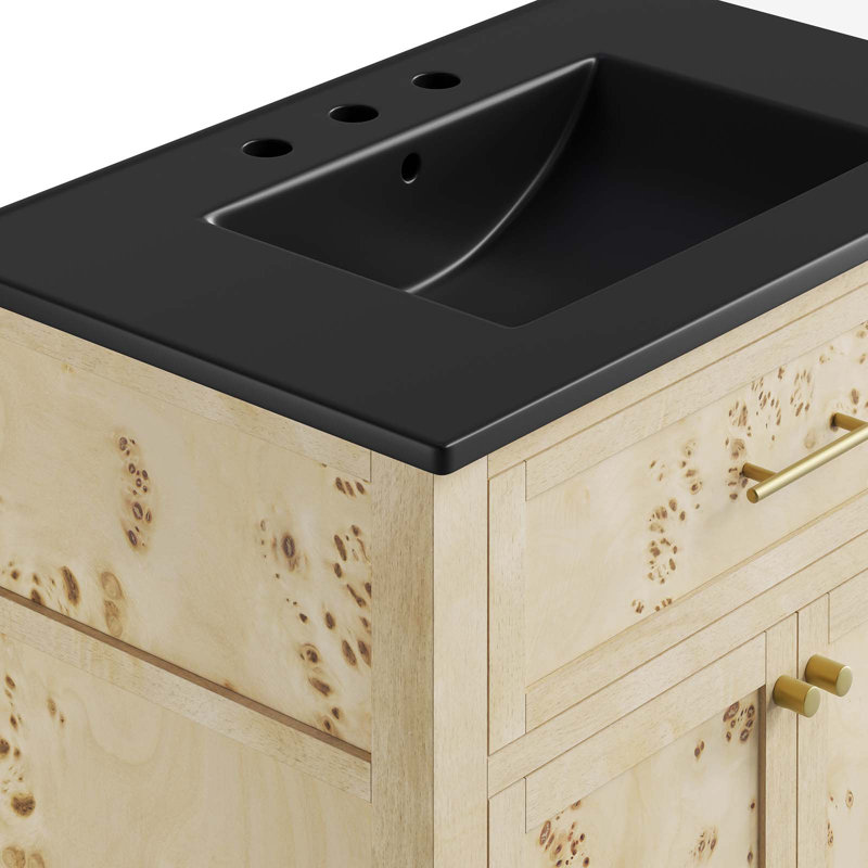 Modway Elysian 30'' Free Standing Single Bathroom Vanity with Manufactured Wood Top, Black, Burl