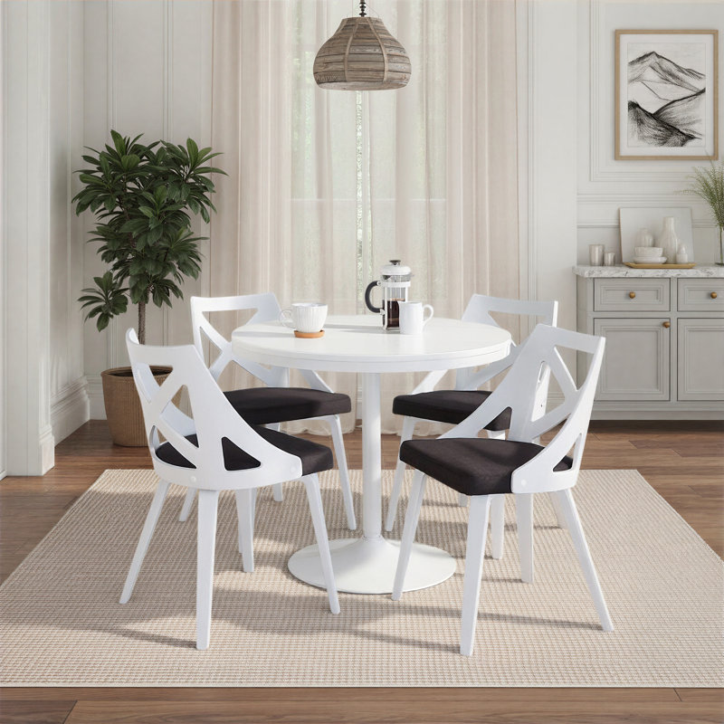 Dannie Upholstered Textured Wood Side Chairs, Charcoal