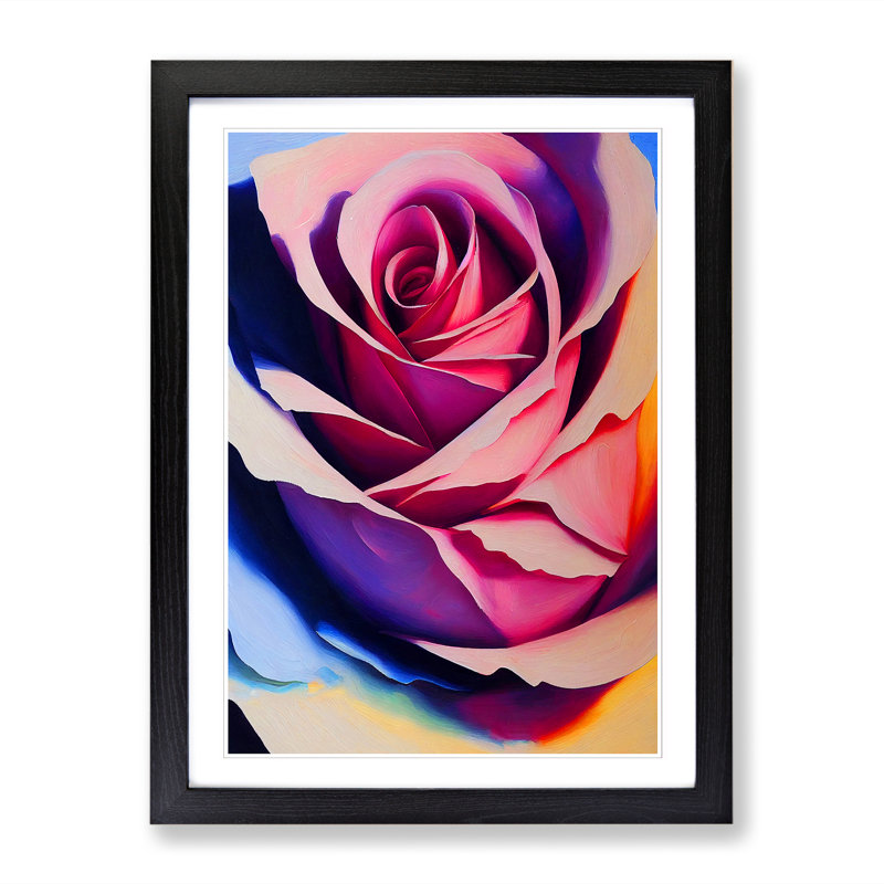 Rose Flower Painting Vol.3 - Single Picture Frame Print, Black, 64cm H x 46cm W x 2cm D