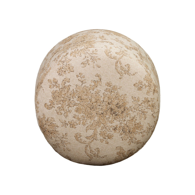 Bilbury Round Ottoman, Almond Oak Damask