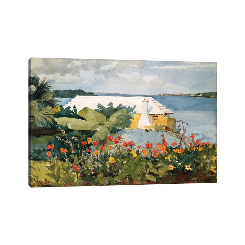 Flower Garden And Bungalow, Bermuda, 1889 by Winslow Homer - Wrapped Canvas Painting, 20.32 cm H x 30.48 cm W