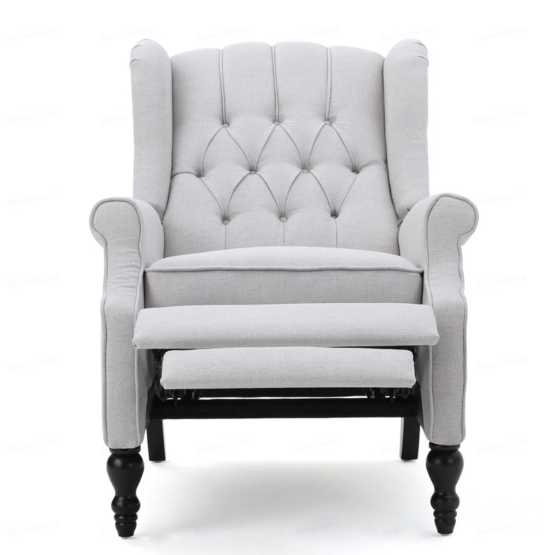 Fauteuil inclinable en tissu capitonné gris clair