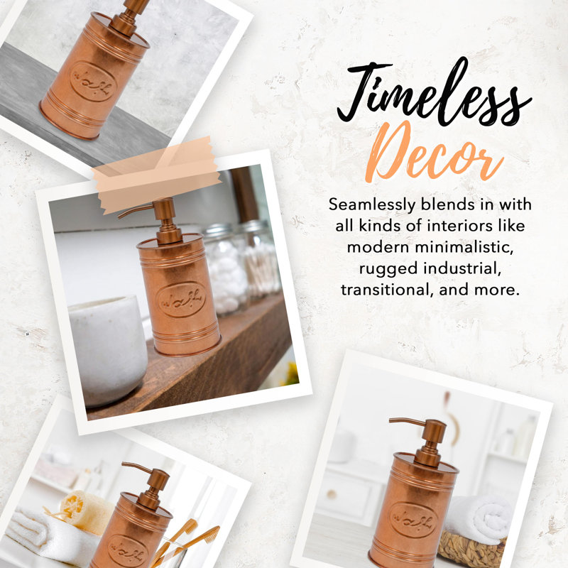 Rustic Copper Farmhouse Soap Dispenser with Stainless Steel Pump