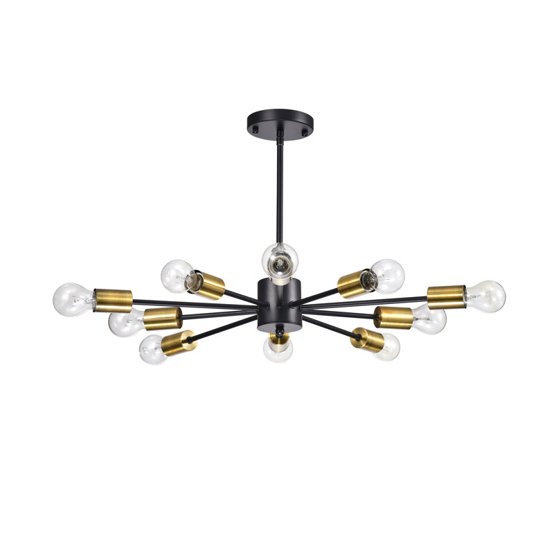 Lustre spoutnik noir antique à 10 lumières 26,3 po Rempe