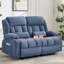Causeuse inclinable en tissu bleu avec inclinaison à 155 degrés et poches latérales
