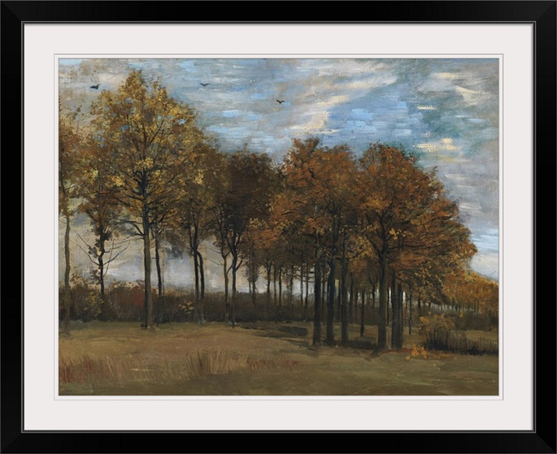 « automne landscape, ca. 1885 » par vincent van gogh, reproduction d’art, H 26 po x l 32 po x P 1 po, Cadre noir