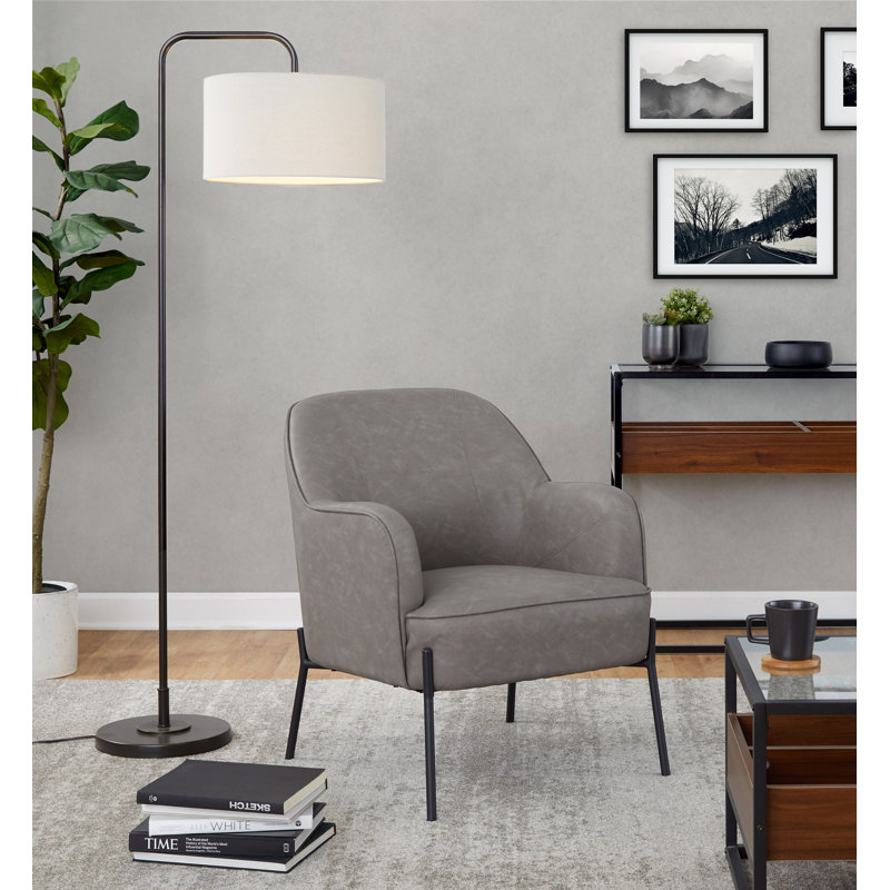 Fauteuil en similicuir Greely, Similicuir gris