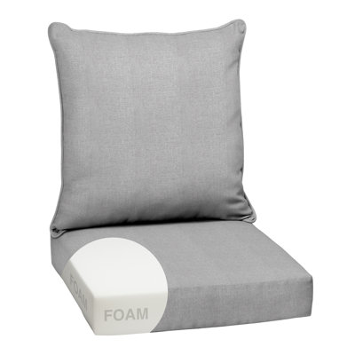ARDEN Olefin Outdoor Foam Deep Seat Cushion Set, 24 in x 24 in, Weather-Proof, Fade Resistant Patio Cushion, Deep Seat Bottom and Back Cushion for Chair or Couch Paloma Woven Texture