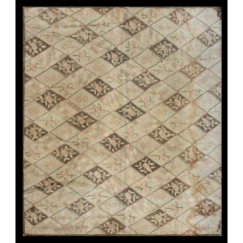 Antique American Hooked Usa Allover Rug