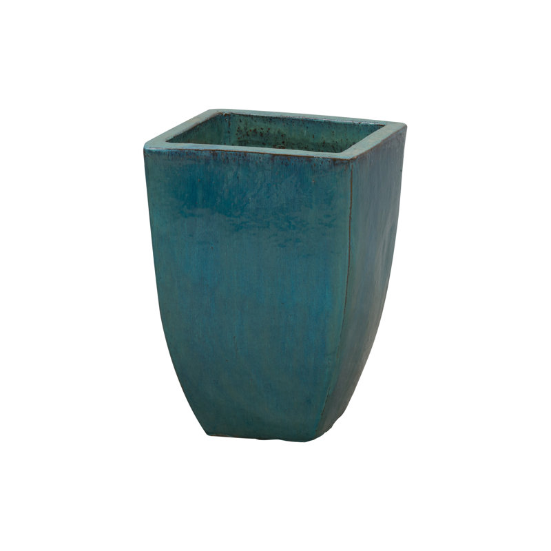 Creasman Handmade Ceramic Planter, 19" H x 13" W x 13" D, Teal