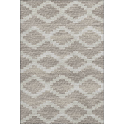 5' X 8' Tan Ivory And Beige Tribal Washable Area Rug With UV Protection
