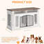Caisse pour chien 63 pouces en bois avec colonnes romaines - portes doubles, diviseur, rangement pour meuble télé-310080737