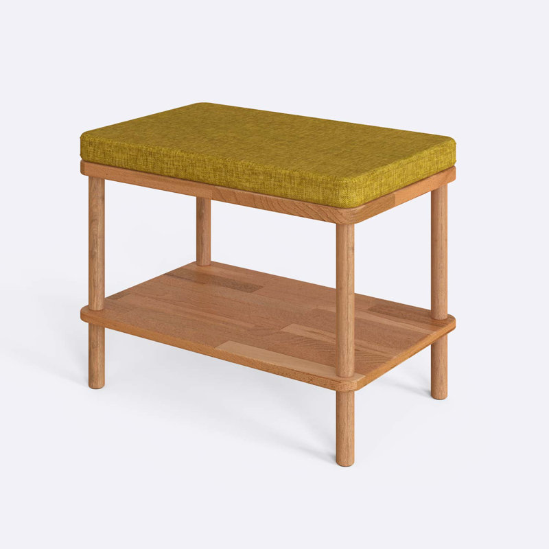 Banc de salle à manger Queens, banc en bois de hêtre massif pour la cuisine et le vestibule, H 17,4 po x l 23,6 po x P 15 po