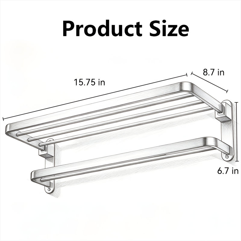 90 Degree Foldable Wall Mount Towel Rack, Flat Design Towel Holder for Bathroom Balcony Hall, MatteBlack