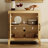 Entertainment Center With Bookshelves, Farmhouse TV Stand For 75 Inch TV, Wood Media Console With Glass Doors And 6 Storage Drawers For Living Room, Bedroom, Oak-105987902