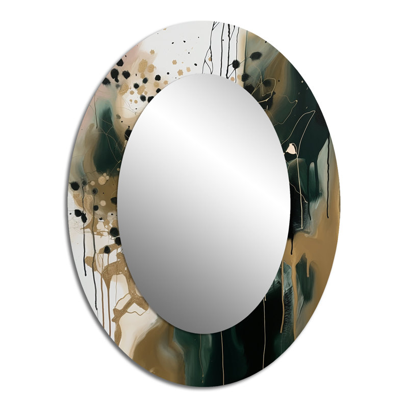 Black Abstracted Realities - Miroir mural moderne ovale, 40 po x 30 po