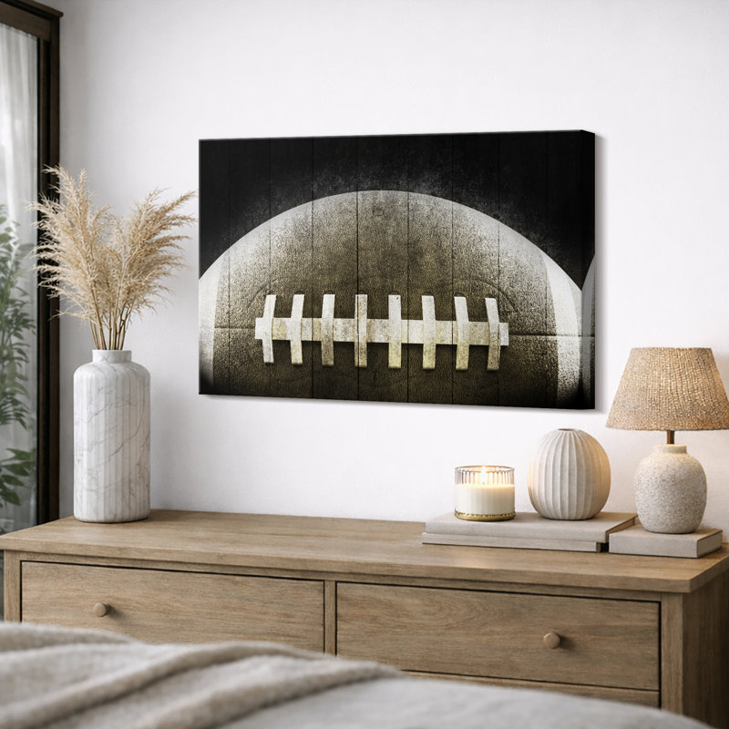 Sport "Vintage Retro Football Artwork, Boy's Room Decor Wall Pictures, Large Framed Canvas Giclee Print Wall Art"