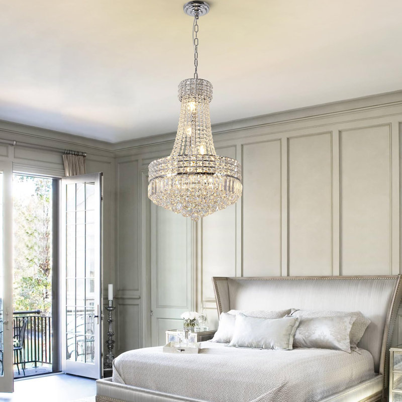 16.53in Luxury Modern Chrome Crystal Chandelier, E14 base(No Bulb Included)