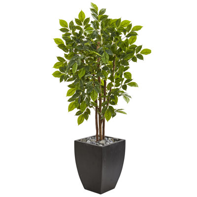57 " H Faux Birch Tree in Stone Planter