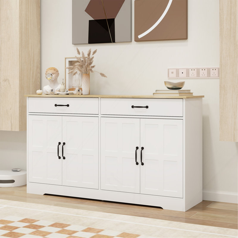 Buffet avec 2 tiroirs et 4 portes Farmhouse Buffet, H 32,09 po x l 55,91 po x P 15,75 po