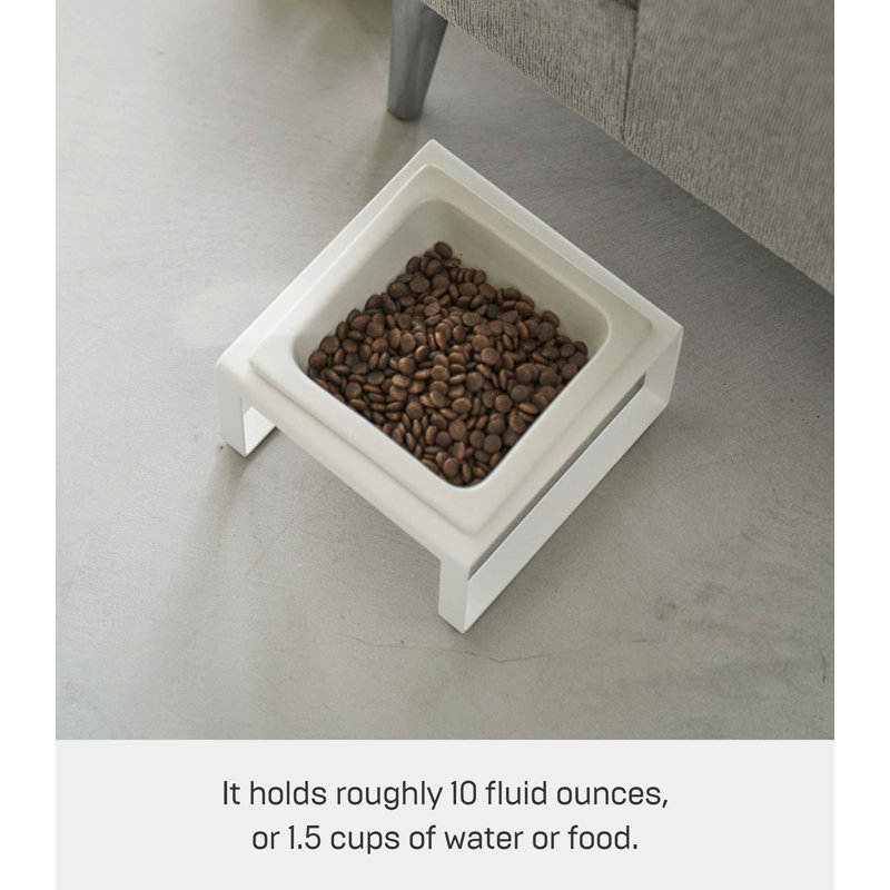 White Ceramic Pet Bowl with Steel Stand