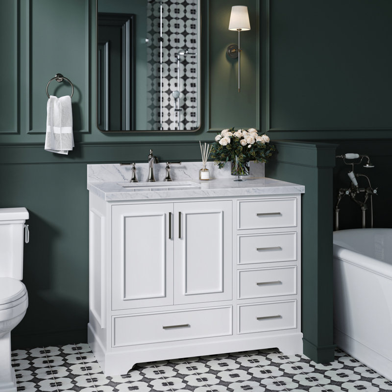 Ensemble de meuble-lavabo simple 43 po Abshire, Right, Rectangular, Bleu minuit