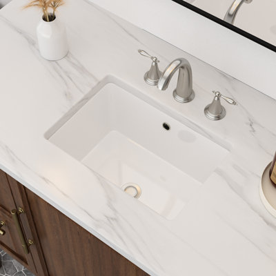 Lavabo de salle de bain rectangulaire encastré en céramique blanche avec trop-plein 17 po L x 12 po