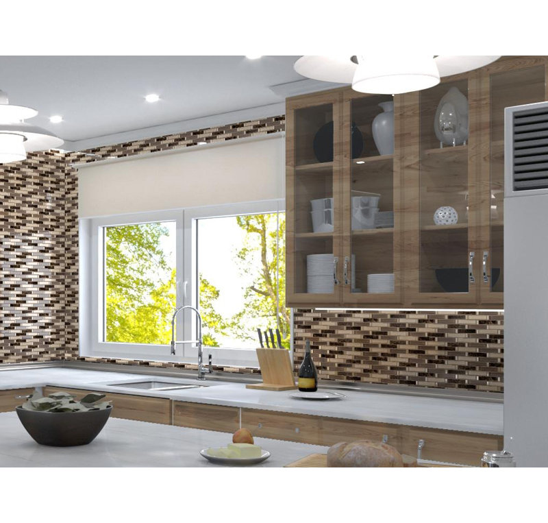 Dosseret de cuisine en mosaïque à joint de brique en verre et marbre 1 po Saga, salle de bain, douche, piscine, mur et carrelage