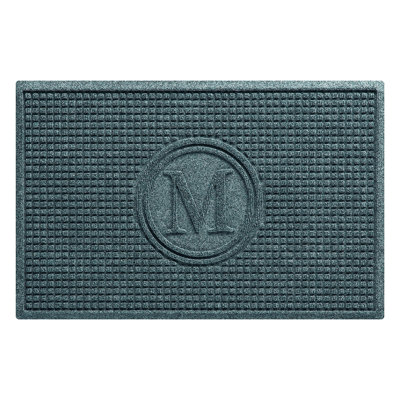 WaterHog Squares Monogram 23 in. x 35 in. Indoor Outdoor Door Mat