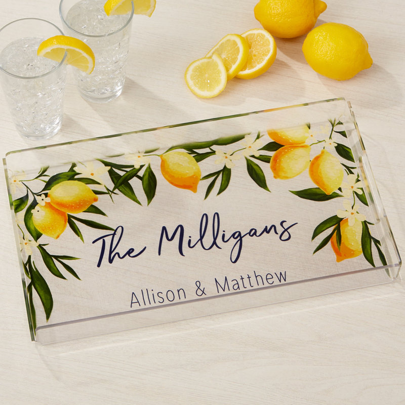 Lovely Lemons Personalized Acrylic Serving Tray, Yes