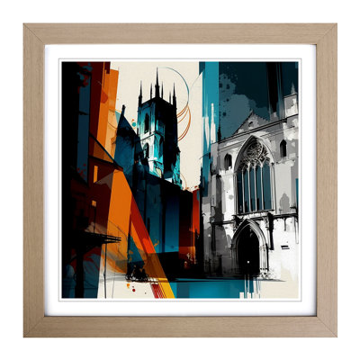 City Of York Abstract Art - Single Picture Frame Print on Wood