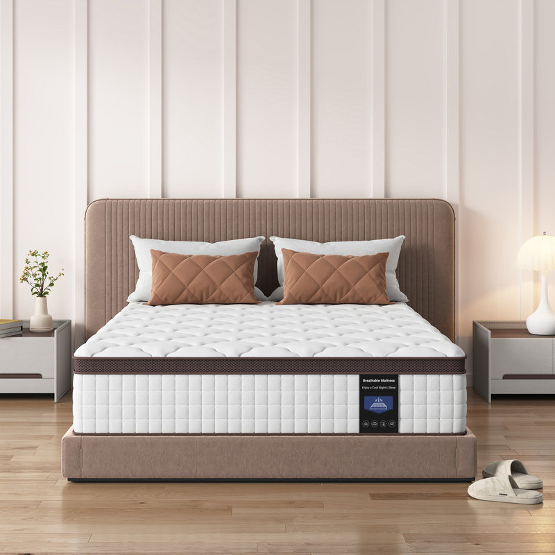Matelas hybride 12 à 14 po - mousse viscoélastique gélifiée au charbon de bambou et support de ressorts ensachés, mi-ferme, période d'essai de 100 nuits