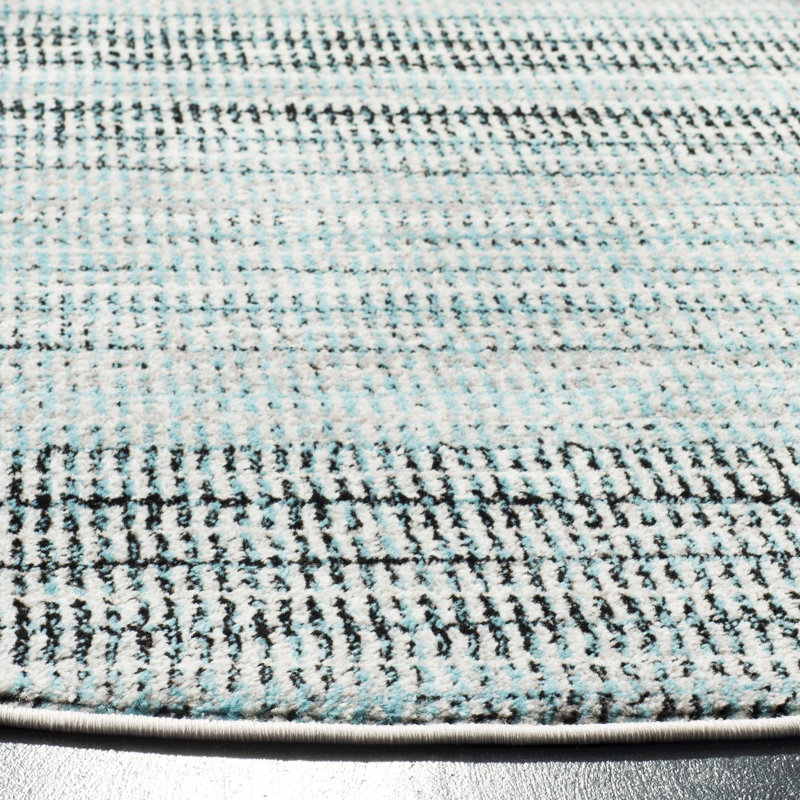 Tapis sarcelle / gris Cohn, Rectangle 2 pi x 4 pi