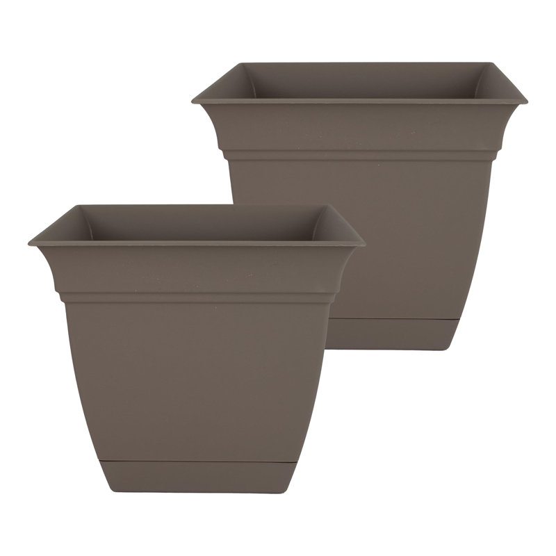 Jardinière carrée en plastique avec sauce, Cappuccino