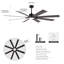 Ventilateur de plafond de 70 pouces avec télécommande, 8 pales de ventilateur double face en composite de bois massif, 6 vitesses, rotation bidirectionnelle, 3 CCT, éclairage à intensité variable, convient aux grands espaces