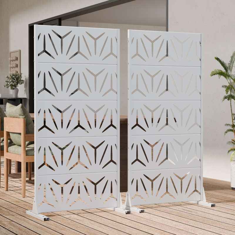 H 60 po x l 30 po x P 16 po avec écran d'intimité en métal et panneau de clôture en treillis, Blanc