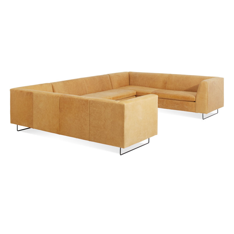 Bonnie And Clyde Sectional, Camel Genuine Leather