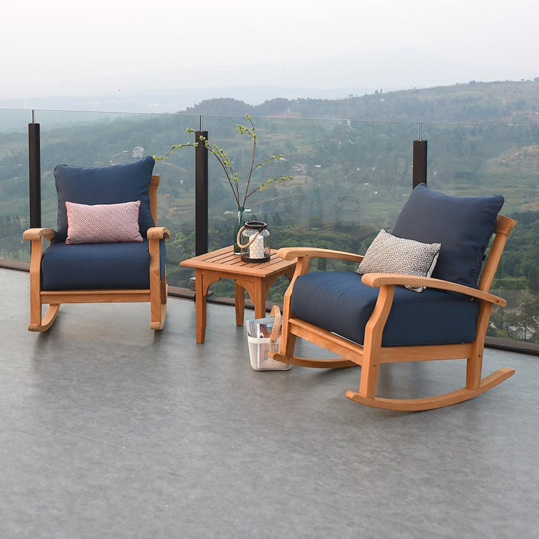 Summerton Teak 2 - Person Patio Conversation Sets with Cushions