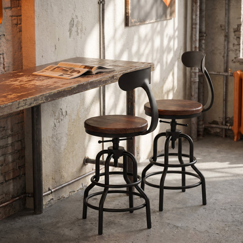 Tabouret de bar Frumie, Naturel, 2 pièces