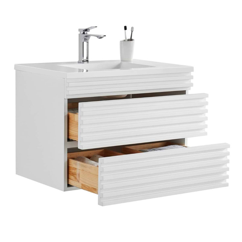 Gibson 48" Wall Mounted Single Bathroom Vanity with Top, White, 30"