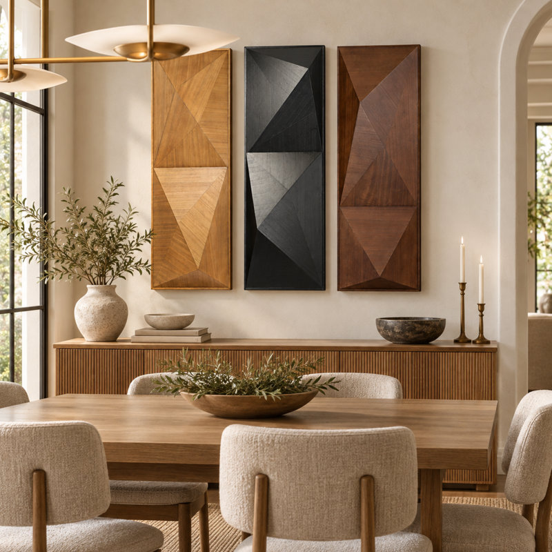 Lyon 3-Piece Modern Geometric Wood Wall Art