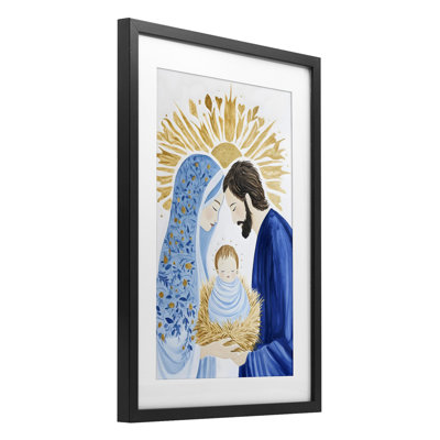 Newborn King Nativity Framed Print Under Glass, design by Petal Prints Design