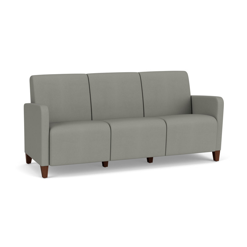 Ravenna Lounge Reception 3 Seat Tandem Seating No Center Arm, Walnut Wood, Patriot Plus Dove