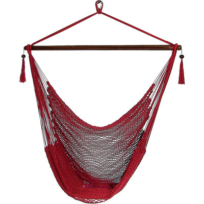 Chaise hamac suspendue avec corde en polyester filé doux Plummer - rouge